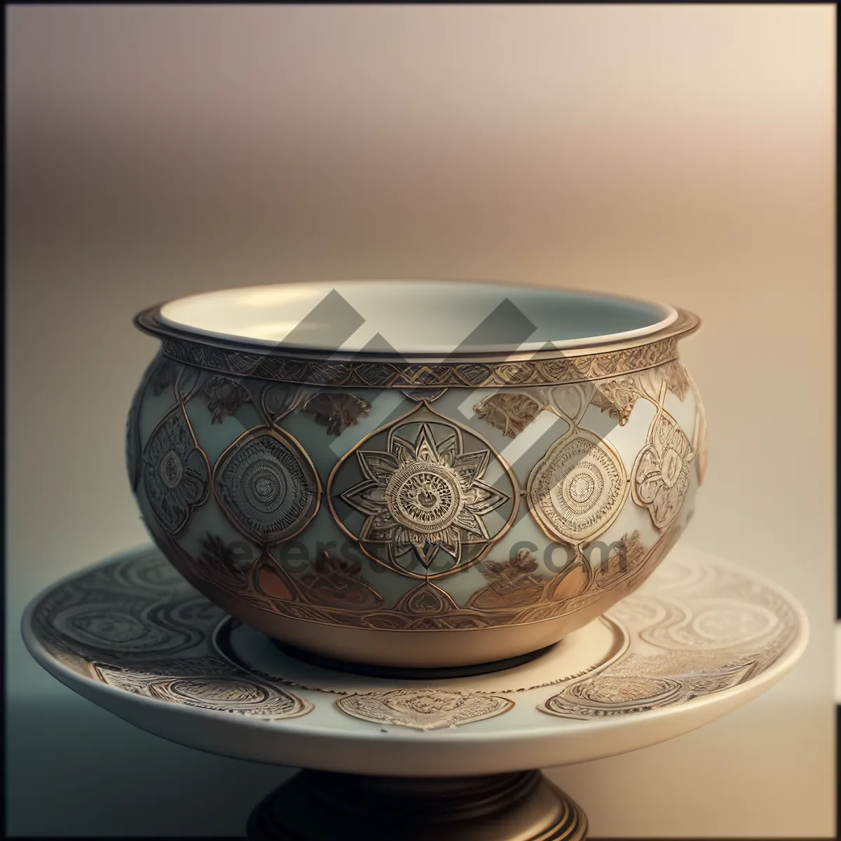 Picture of Hot Tea in Porcelain Cup with Saucer