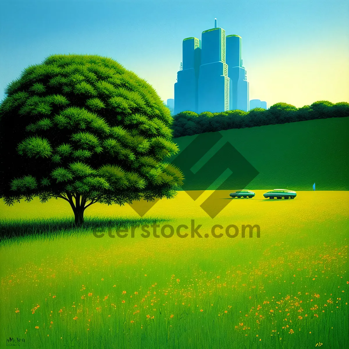 Picture of Vibrant Rapeseed Meadow under Clear Skies