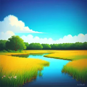 Serene Summer Sky Over Vibrant Meadow