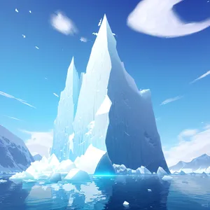 Snowy glacier against winter sky