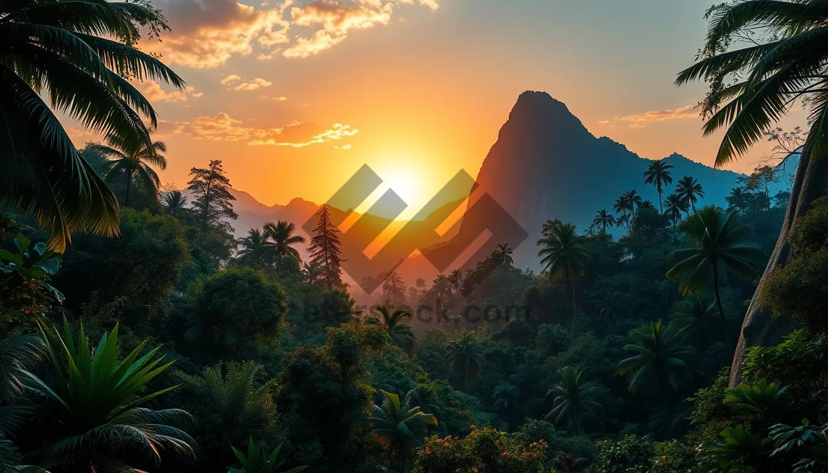 Picture of Sunset over mountain landscape in national park