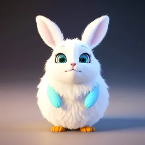 Fluffy Bunny Sitting, Watching, Adorable Portrait