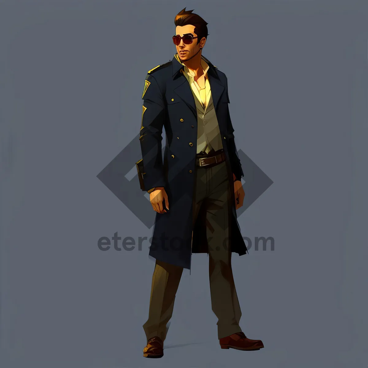 Picture of Handsome businessman in suit and raincoat.