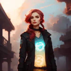 Attractive brunette woman with a happy smile