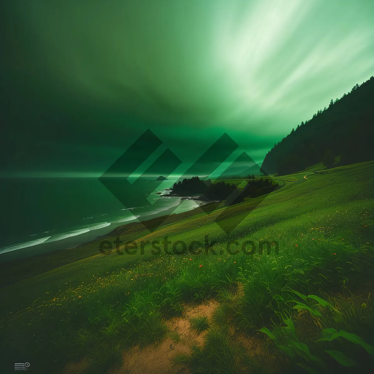 Picture of Serene summer meadow under a vibrant sky