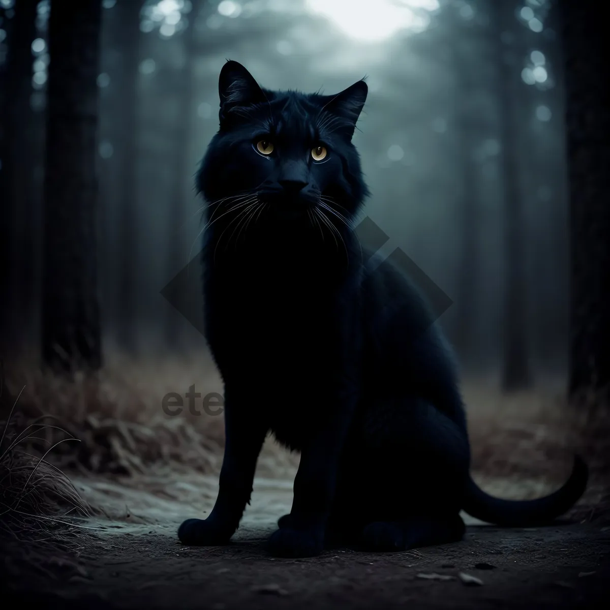 Picture of Cute black kitten perched on windowsill.