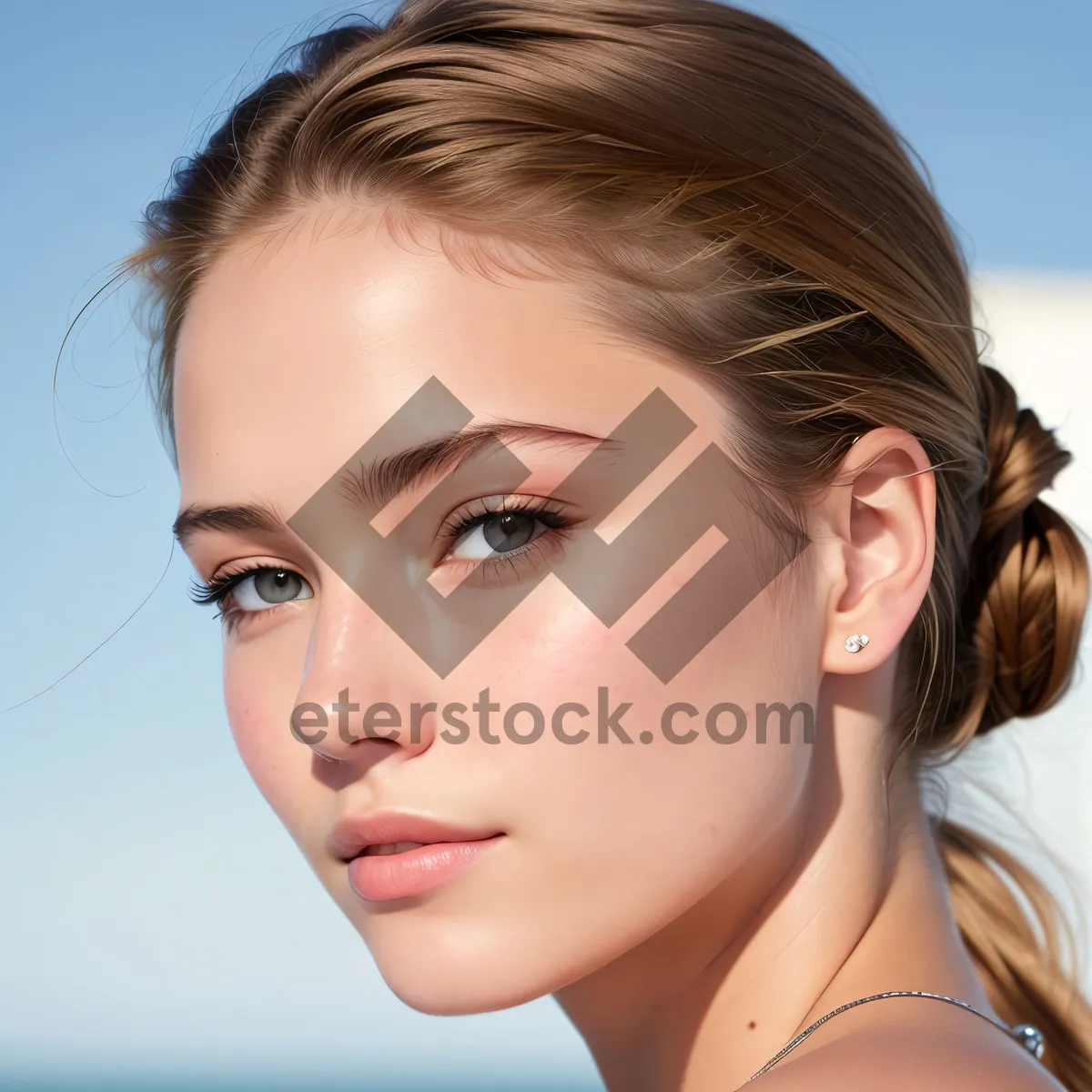 Picture of Smiling Brunette Lady with Cute Braid and Friendly Expression