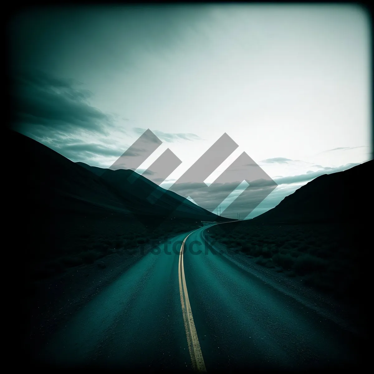 Picture of Scenic Sunset Drive on Asphalt Road with Rural Landscape