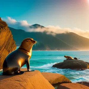 Serene Sea Lion Relaxing on Sandy Beach