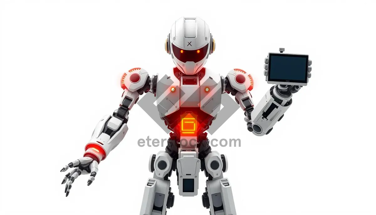 Picture of Futuristic 3D Robot Man in Chrome Armor