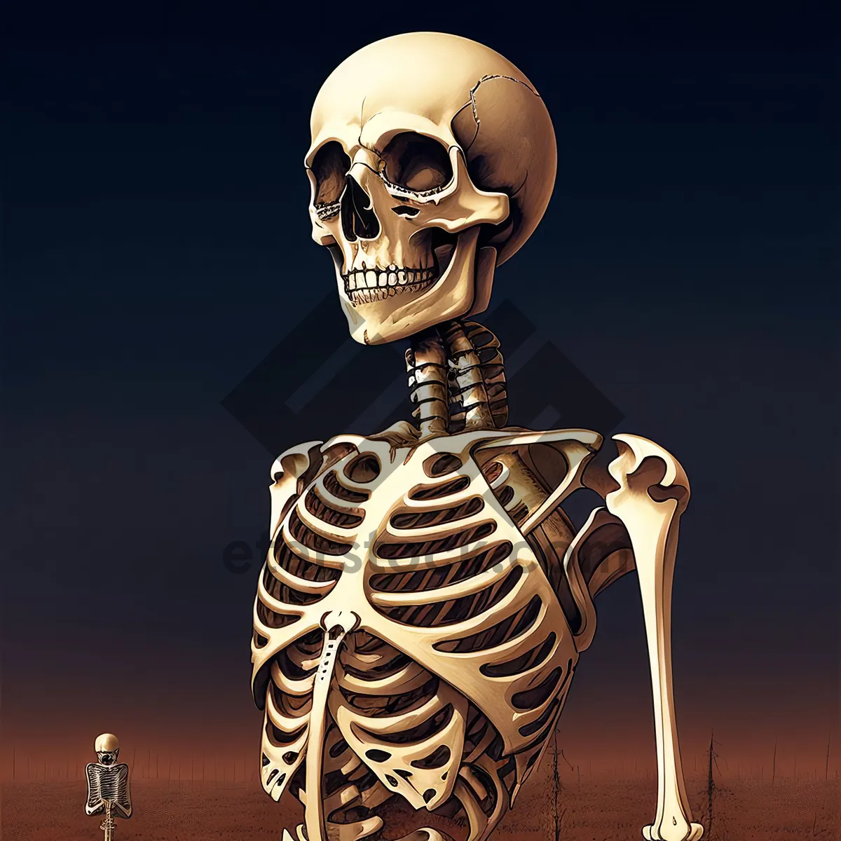 Picture of Frightening skeletal horror baron in 3D.