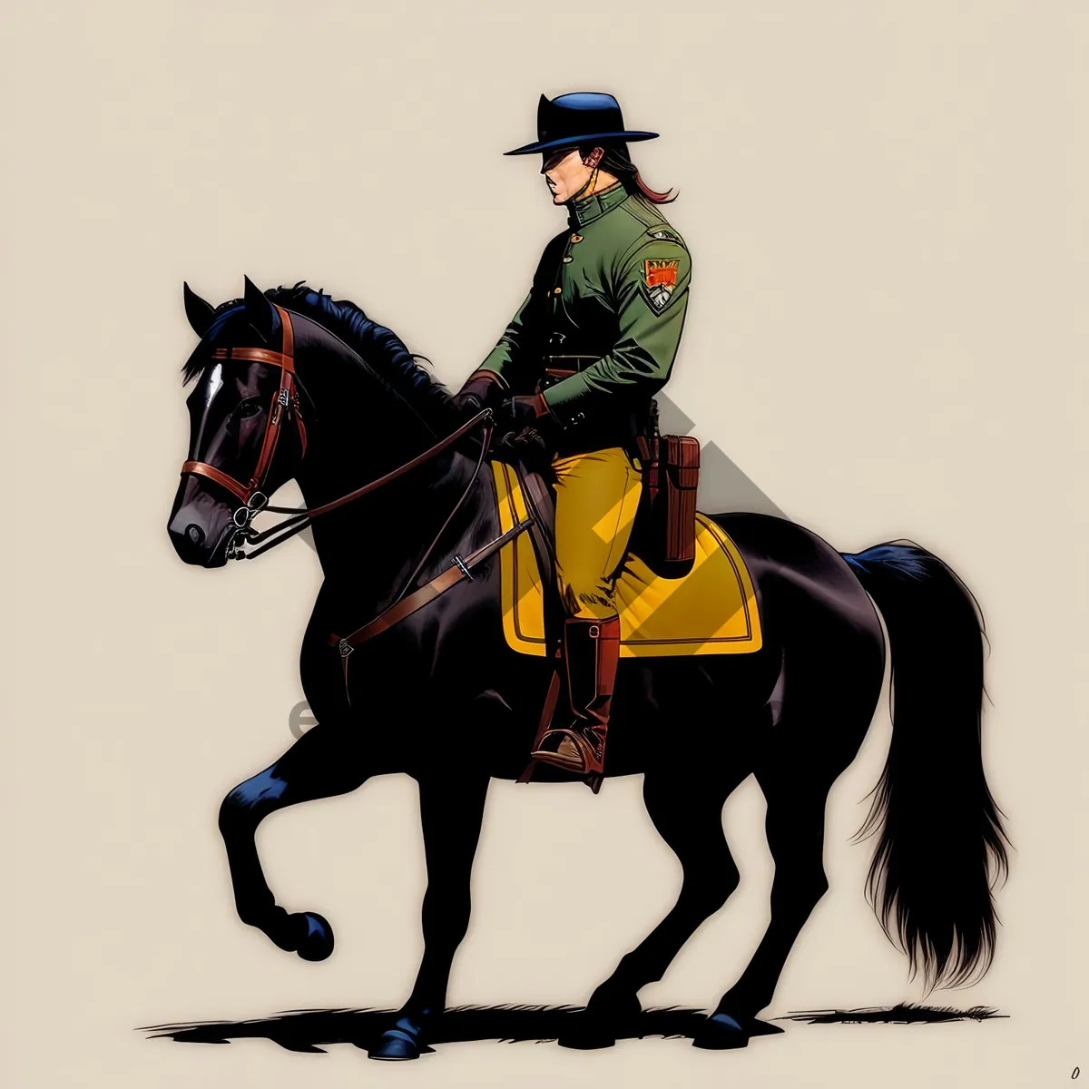 Picture of Equestrian Rider with Horse in Silhouette