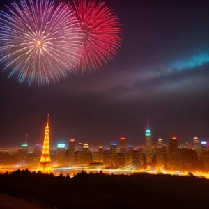 Vibrant Burst of Colorful Fireworks Lighting Up the Night Sky