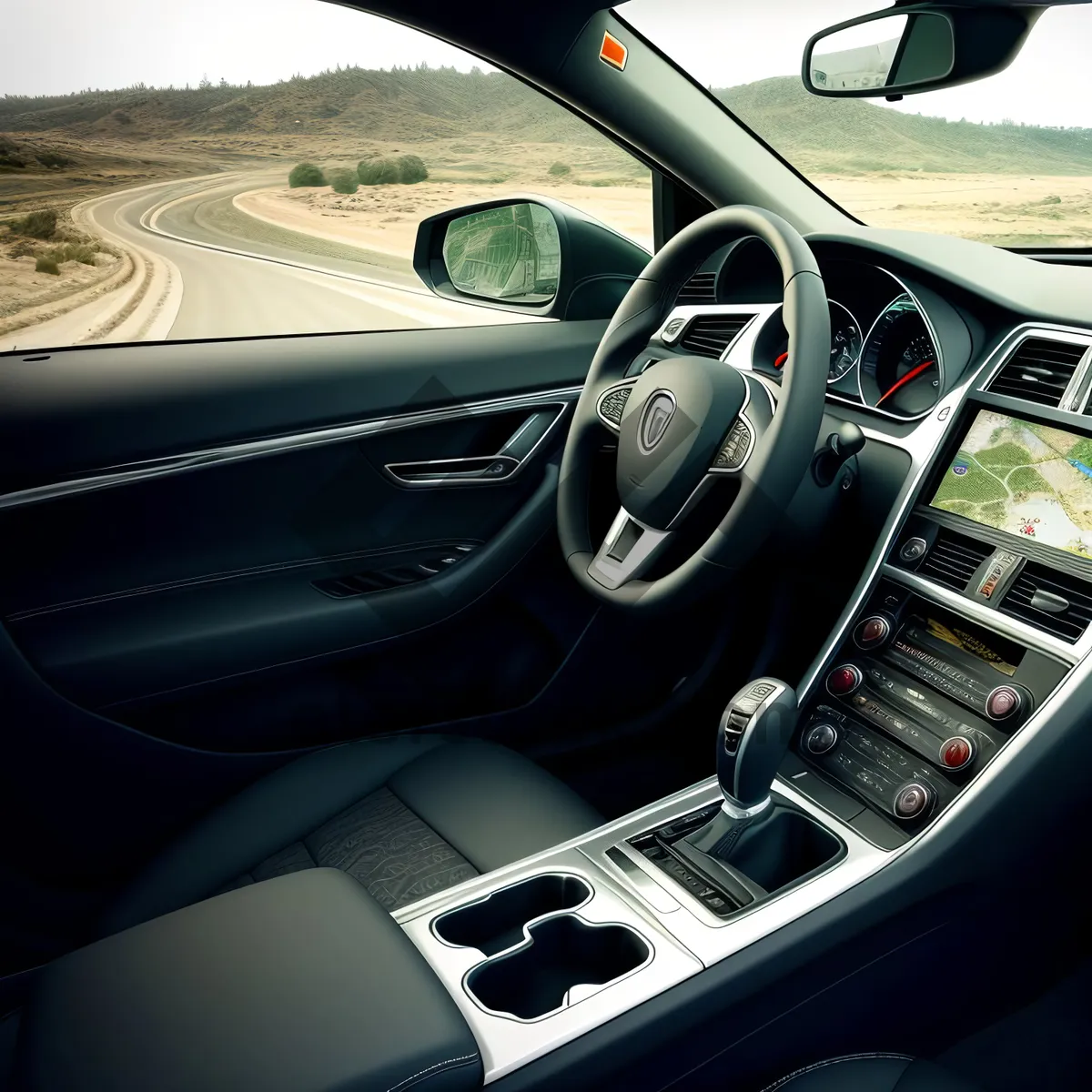 Picture of Modern Vehicle Steering Wheel for Fast and Controlled Driving