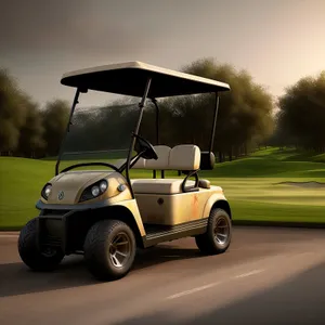 Golf Car on Green Grass