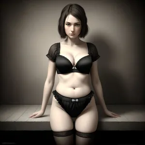 Seductive Black Lingerie Model Posing Sensually
