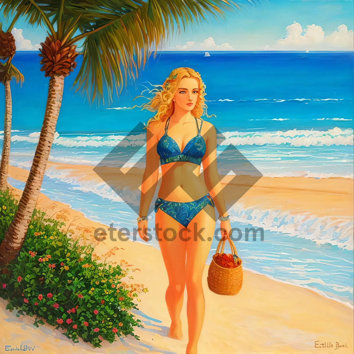 Picture of Summer Beach Vibes: Attractive Bikini Model Enjoying Tropical Relaxation