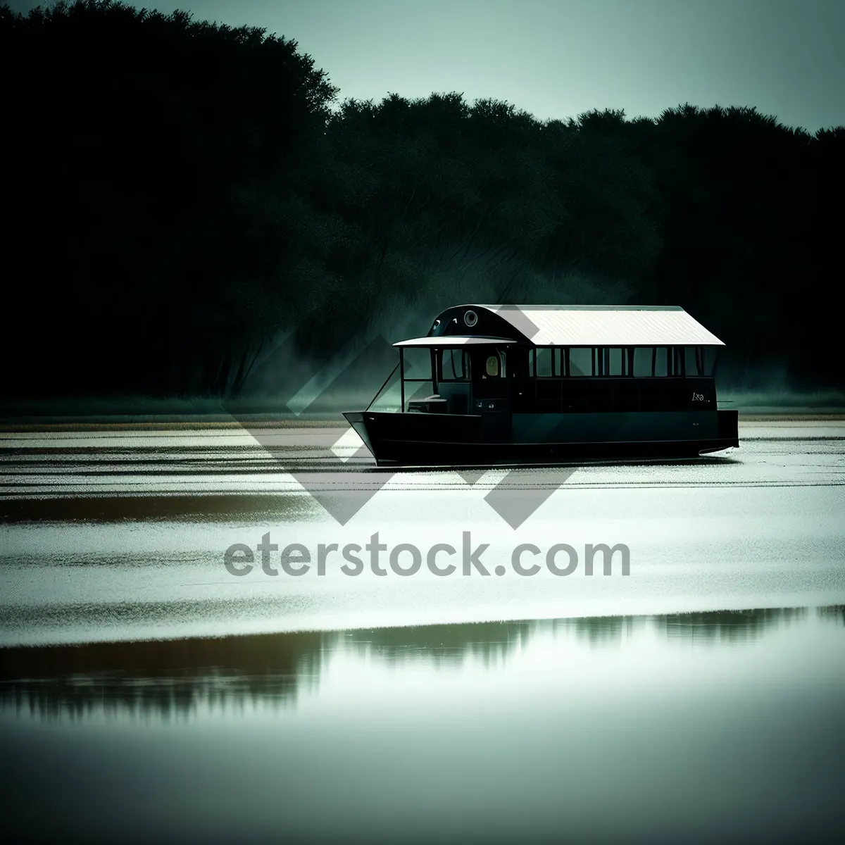 Picture of Serene Sunset Reflection on River's Hovercraft