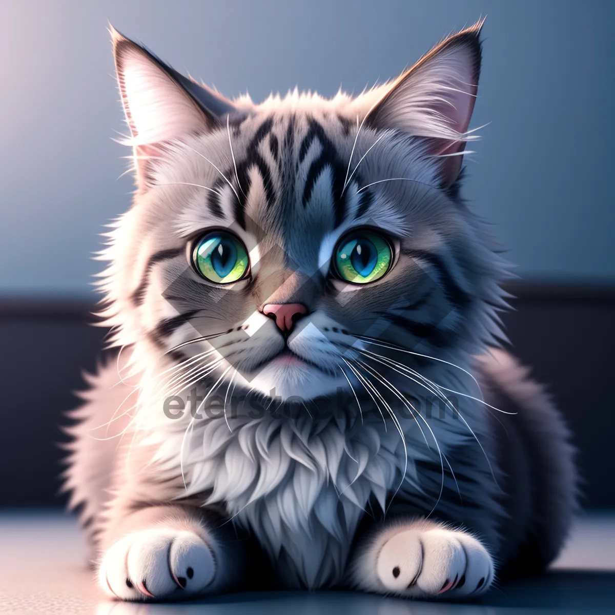 Picture of Adorable kitty with captivating eyes and fluffy fur