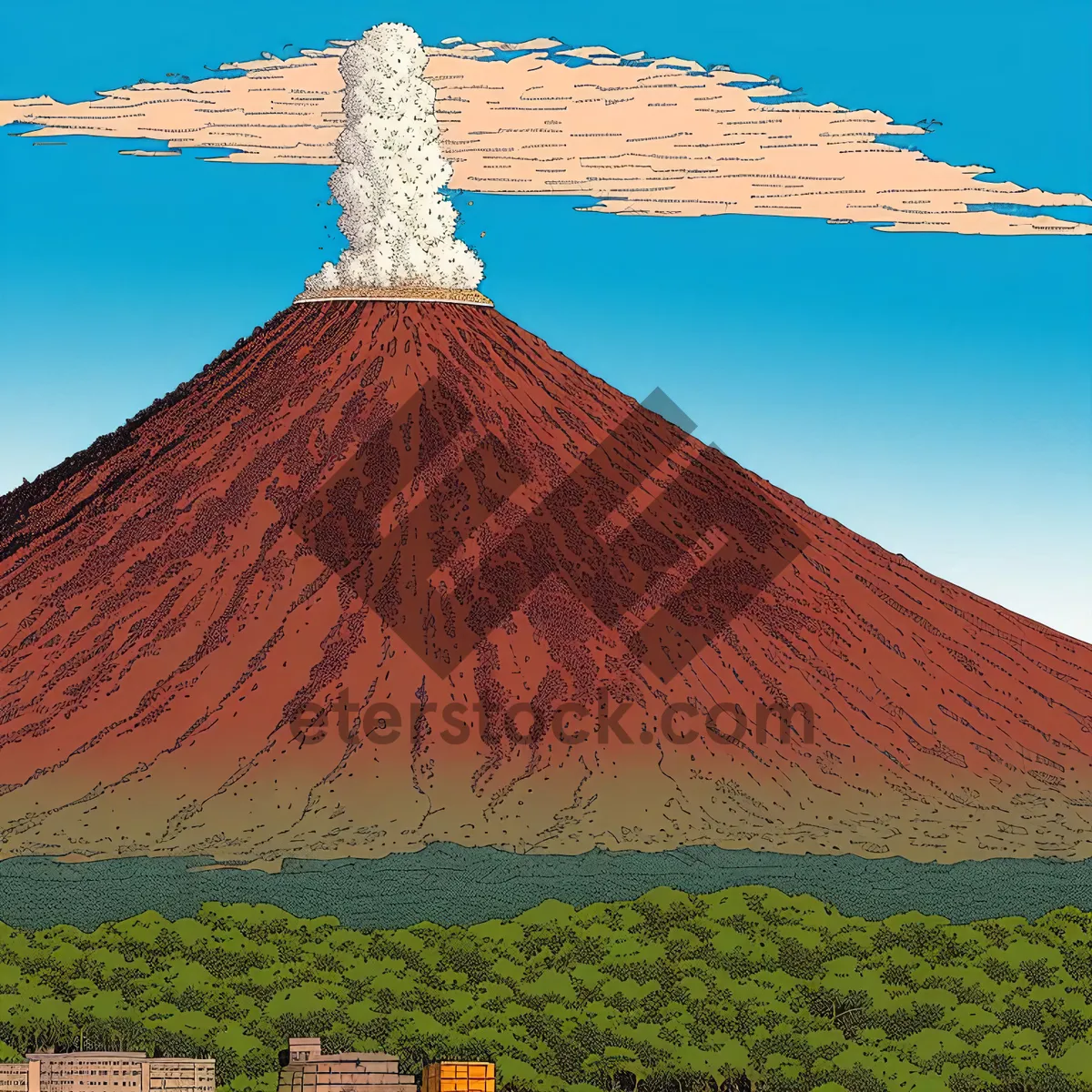 Picture of Magnificent Tropical Volcano Overlooking Beautiful Beach