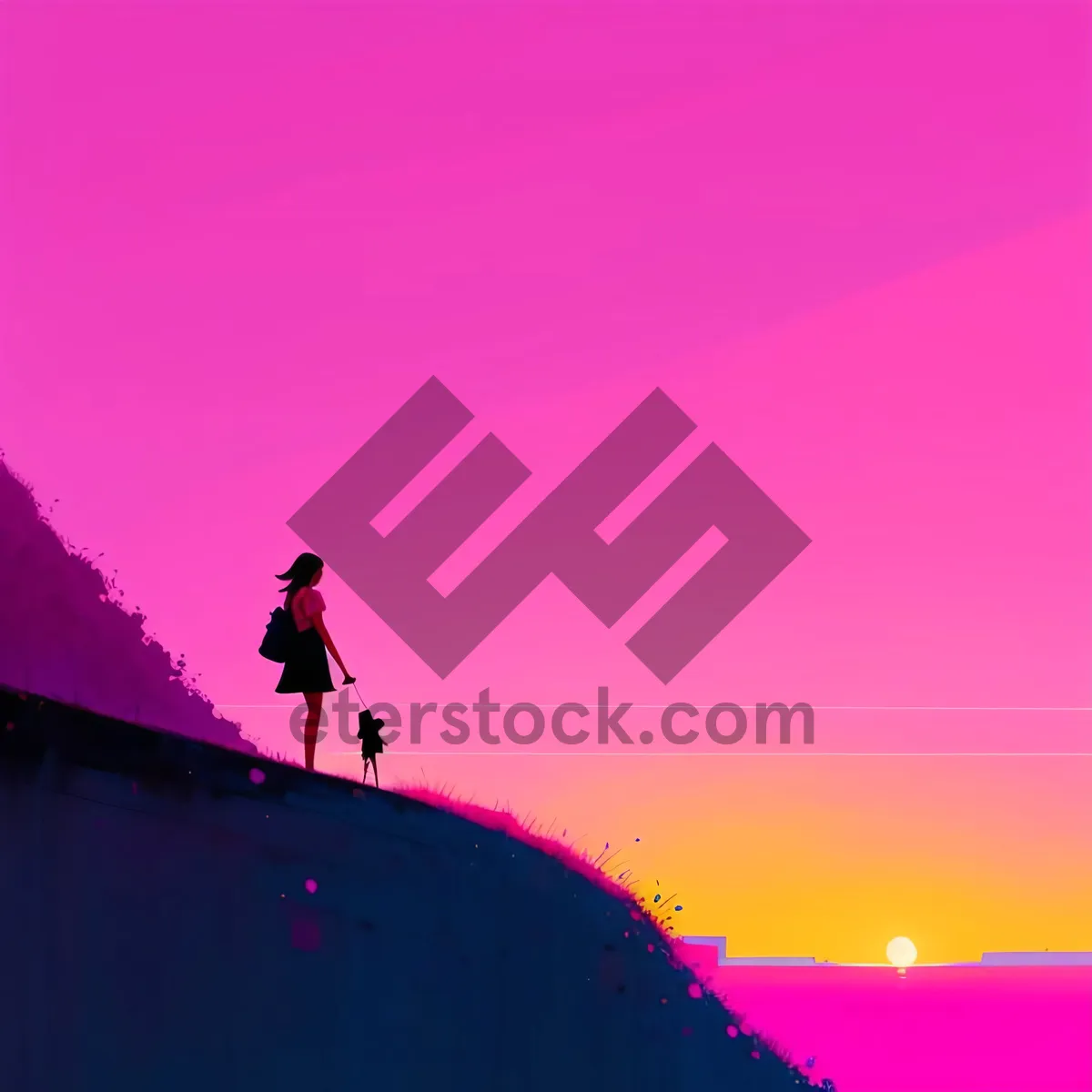 Picture of Sunset Silhouette on Mountain Slope