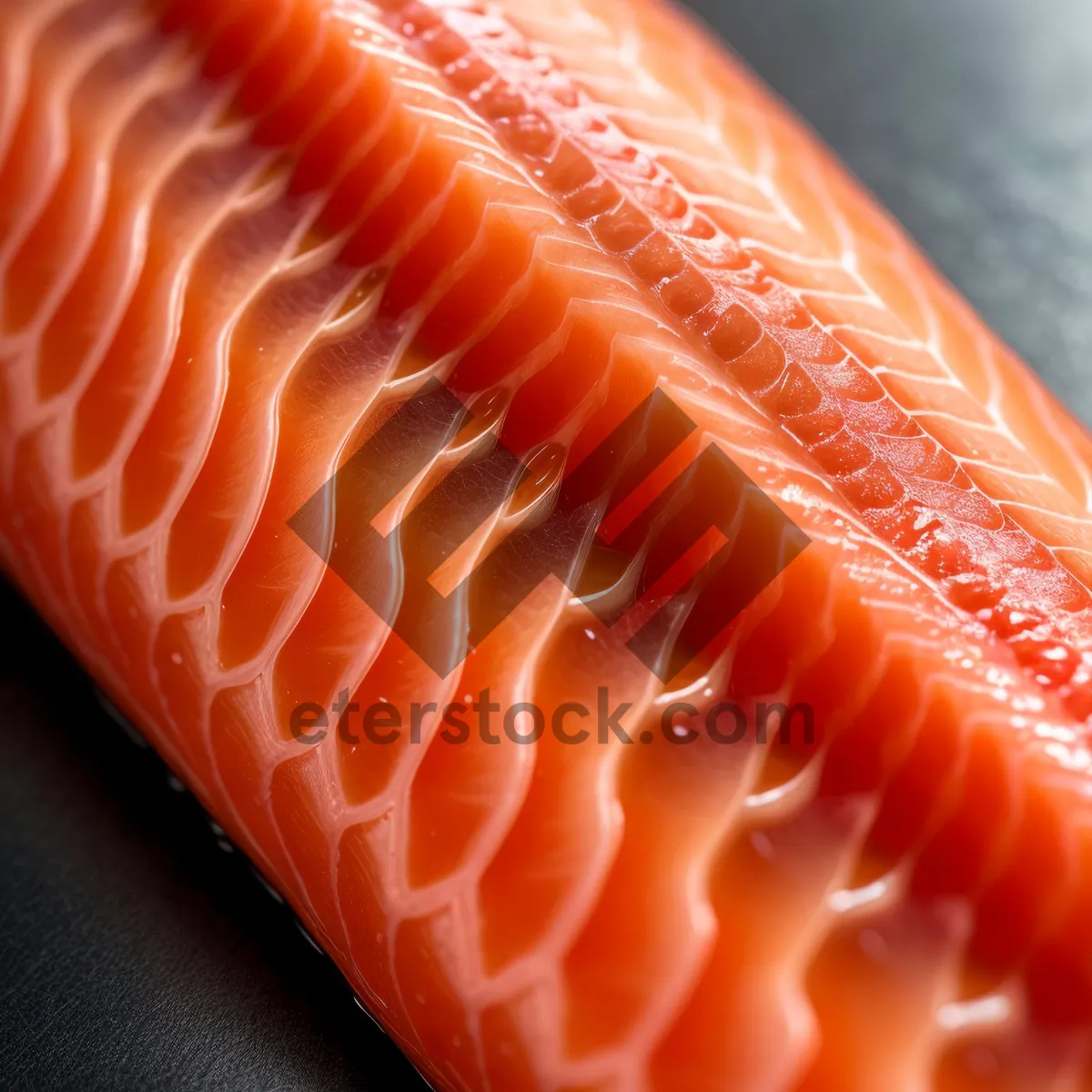Picture of Freshly Sliced Mandarin Salmon Steak at Gourmet Restaurant