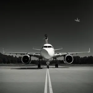 High-flying Airliner at Busy Airport