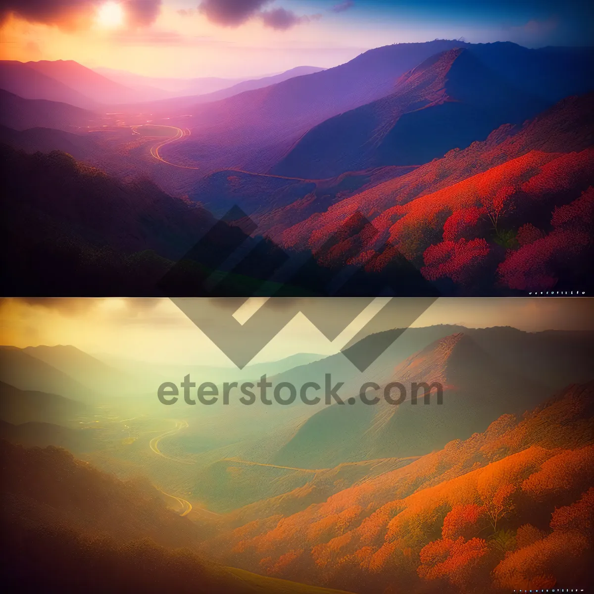 Picture of Sunset over Majestic Mountain Range