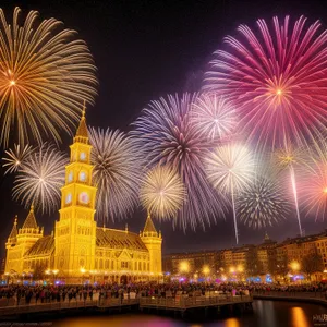 Sparkling Night Sky: Explosive Fireworks Celebration