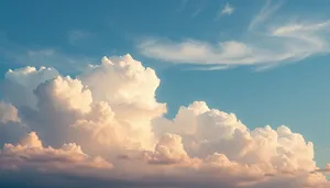 Bright Summer Sky with Fluffy White Clouds