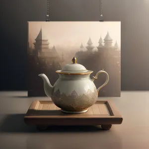 Traditional Ceramic Teapot with Saucer.