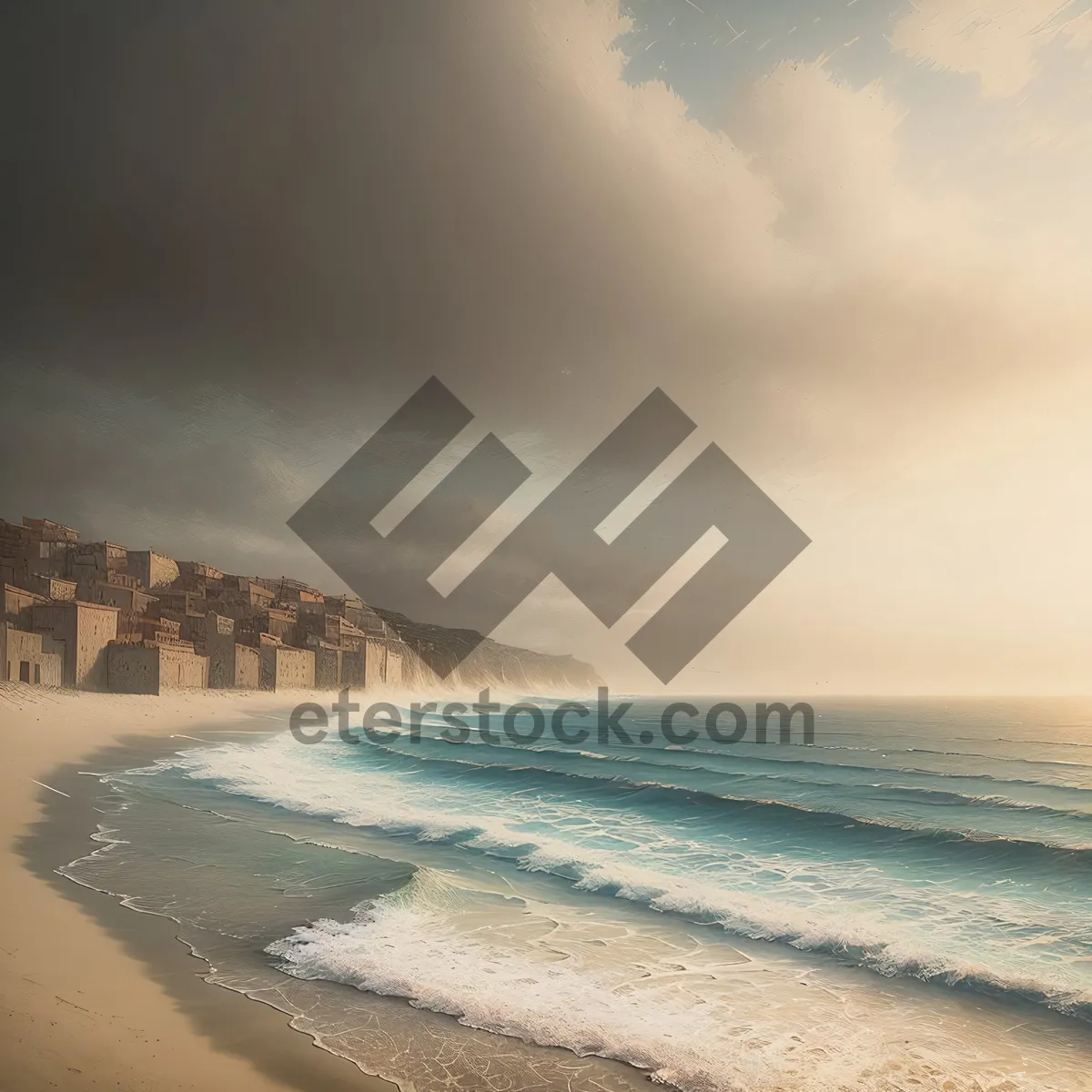 Picture of Serene Beachscape with Ocean Horizon
