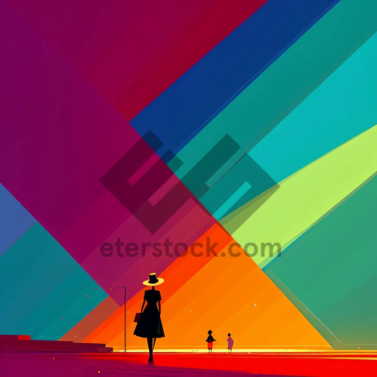 Picture of Colorful Graphic Design with Abstract Rainbow Curve