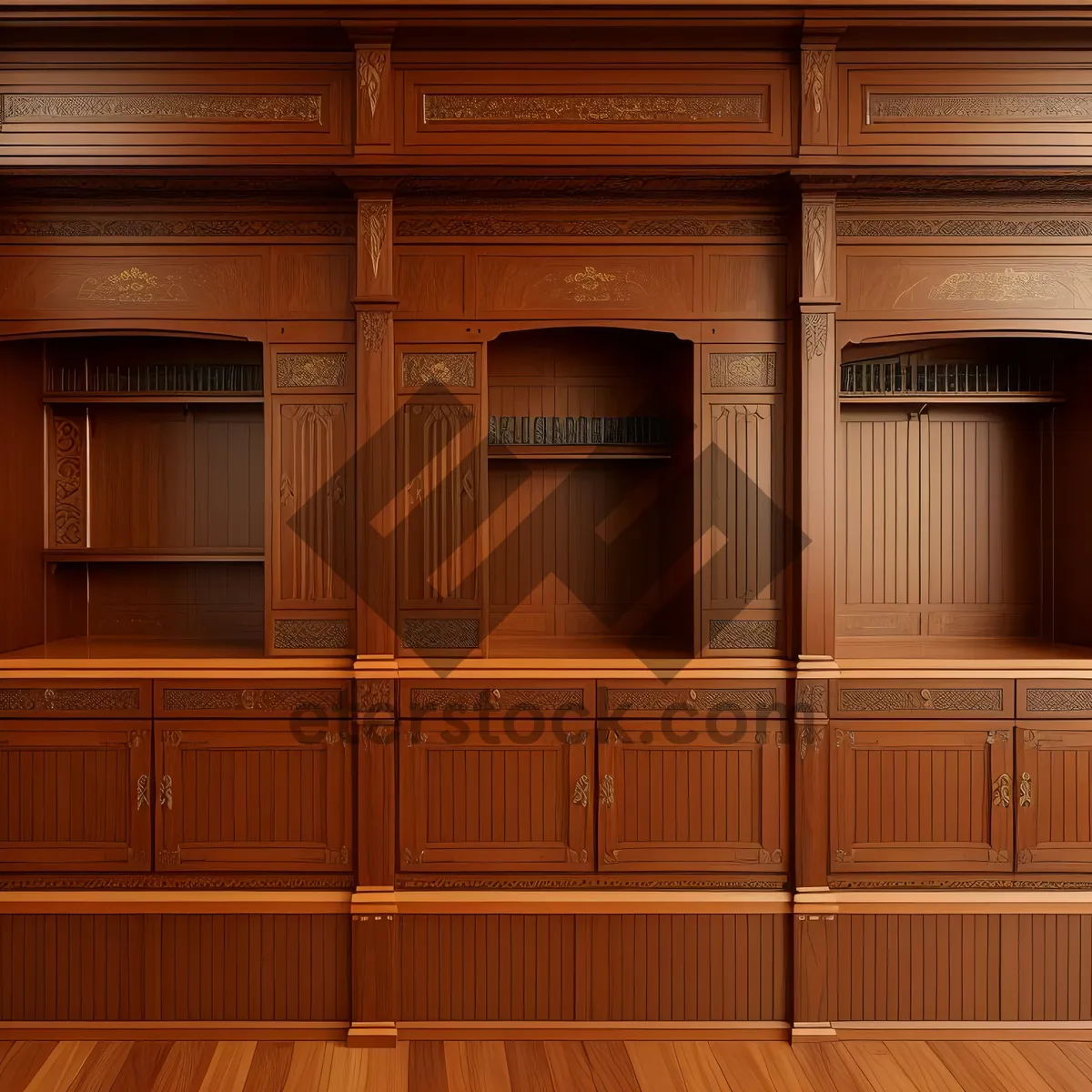 Picture of Modern Wood-Paneled Entertainment Center in Kitchen