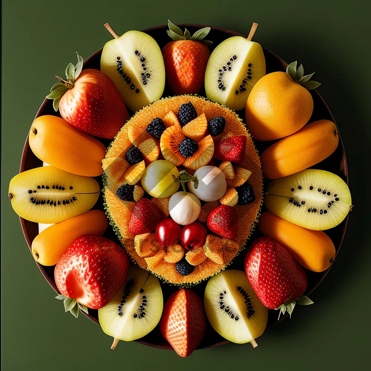 Picture of Vibrant Fruit Medley: Apple, Banana, Orange, Kiwi, Grape