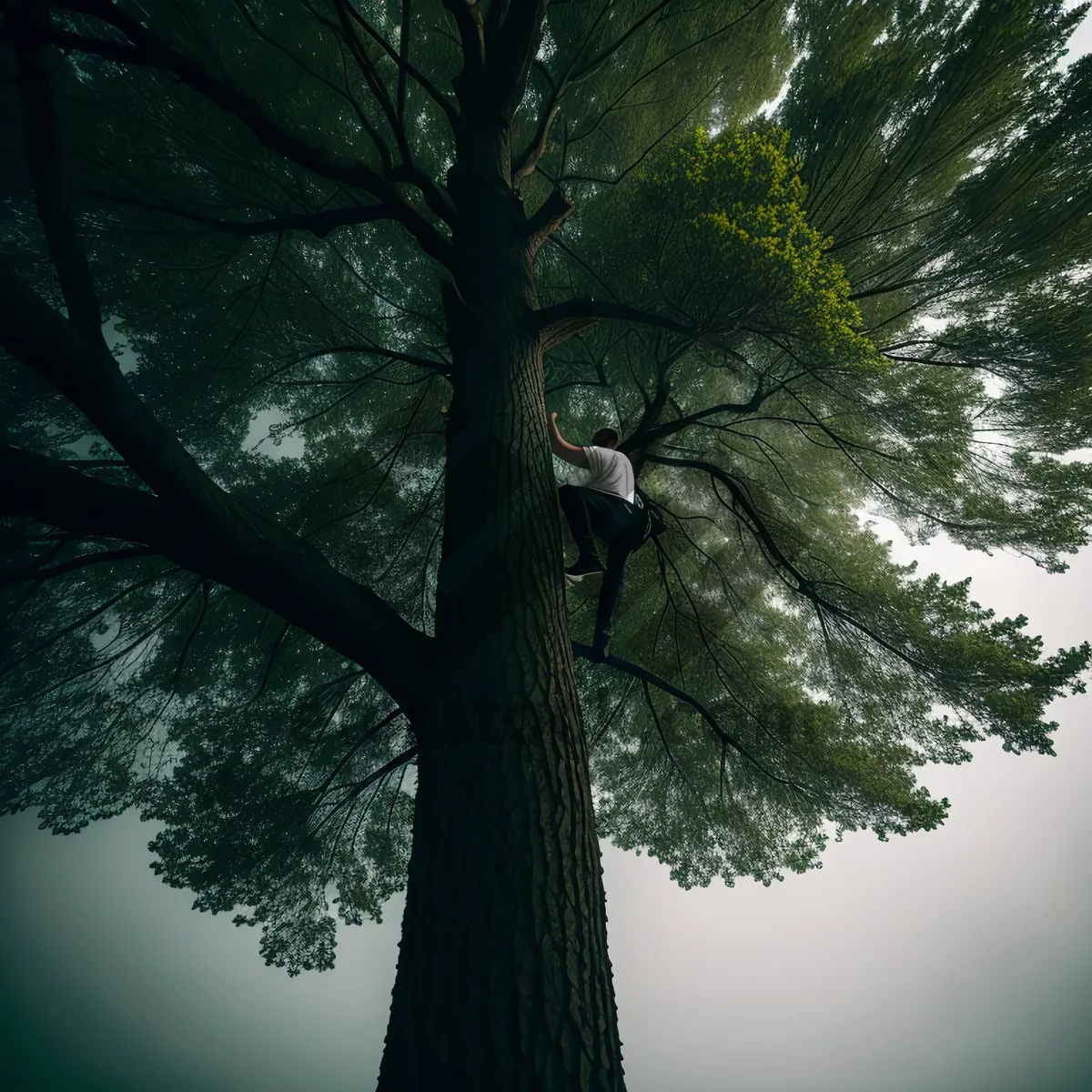 Picture of Serene Forest Canopy Underneath Majestic Pine Trees