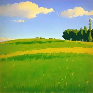 Golden Harvest: Bountiful Wheat Field in Summer Sky