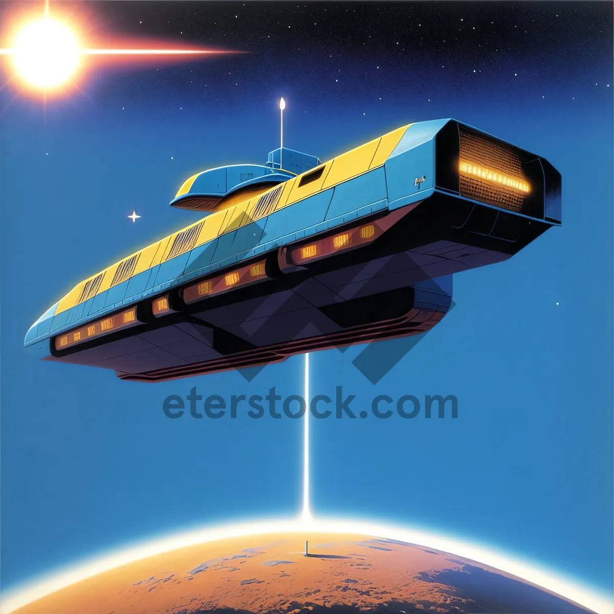 Picture of Skybound Spaceship Soaring Through Clouds