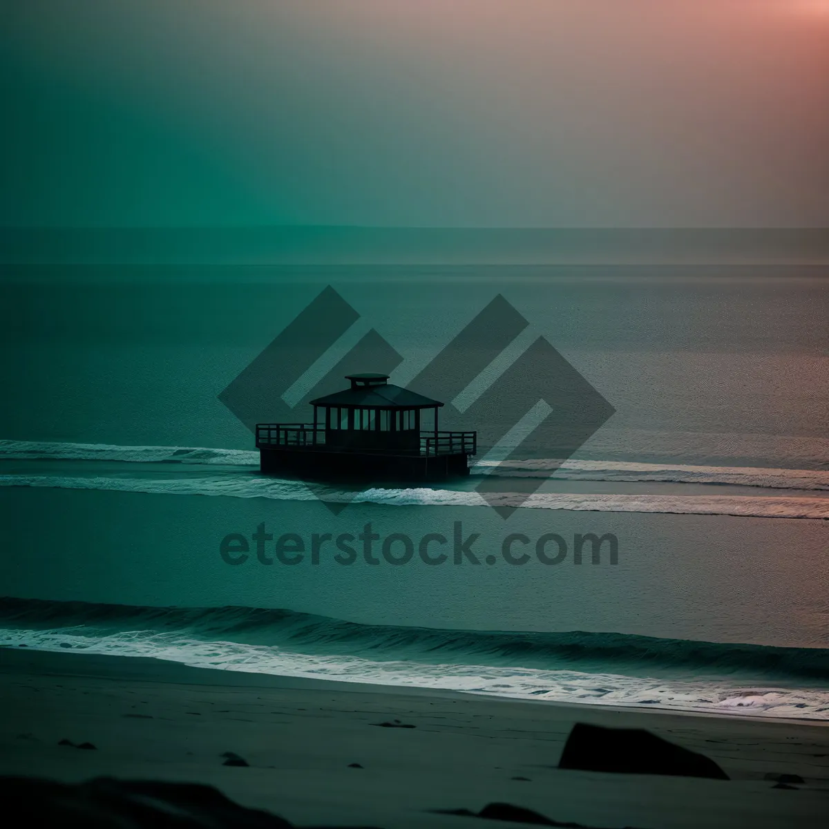 Picture of Serene Sunset Over Ocean Pier