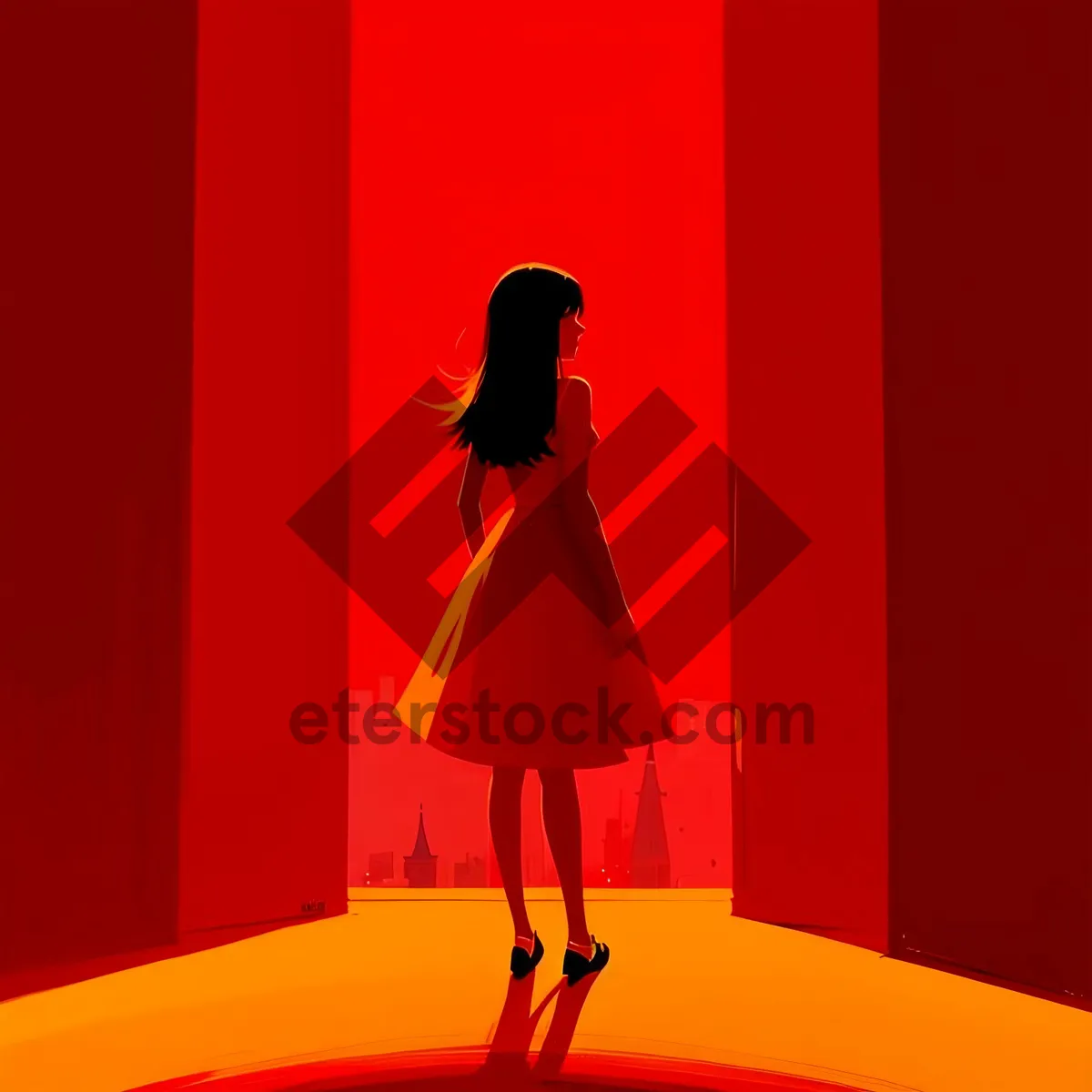 Picture of Fashionable Silhouette Holding a Sexy Dress - Shopping Model