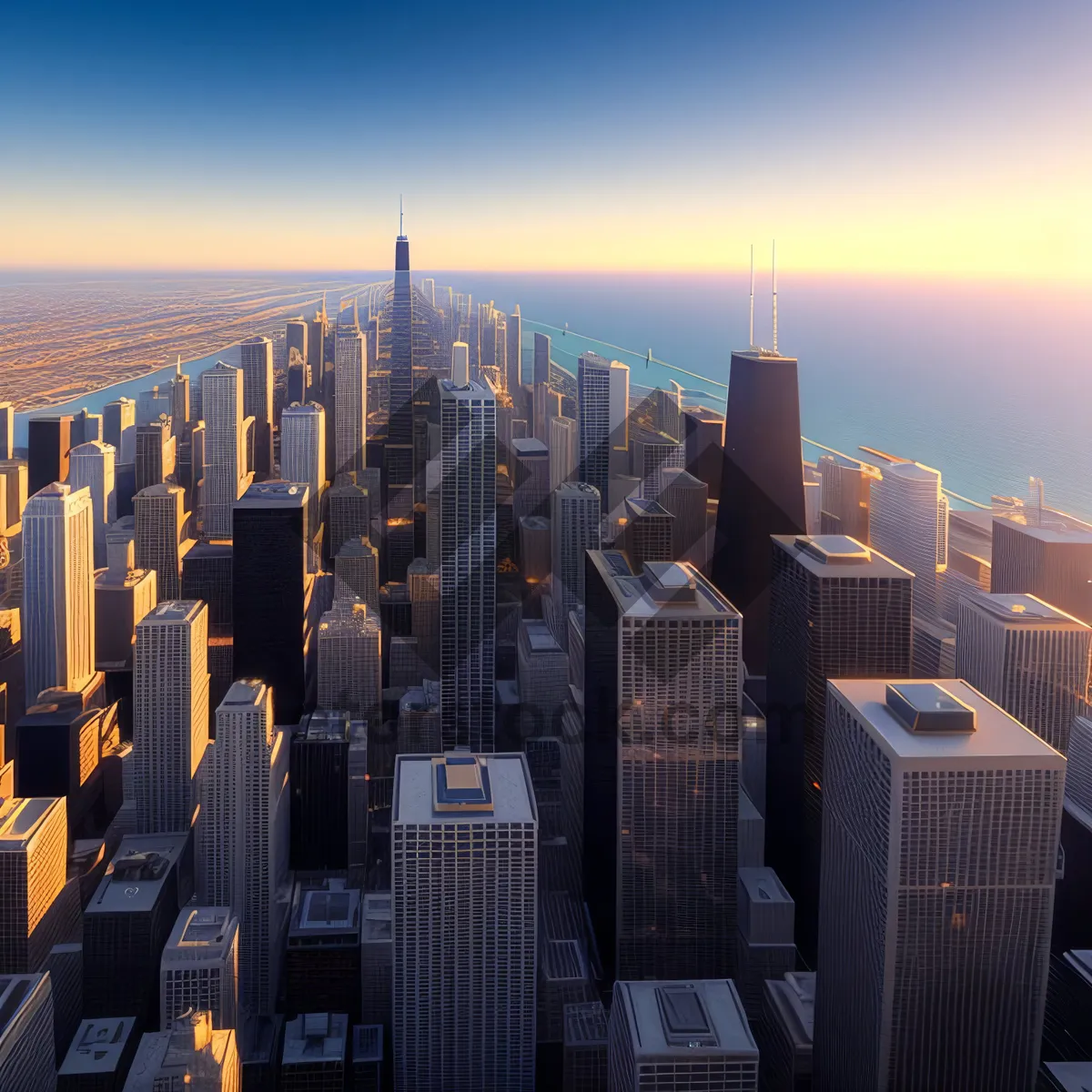 Picture of Urban Skyline at Sunset: A Modern Metropolis