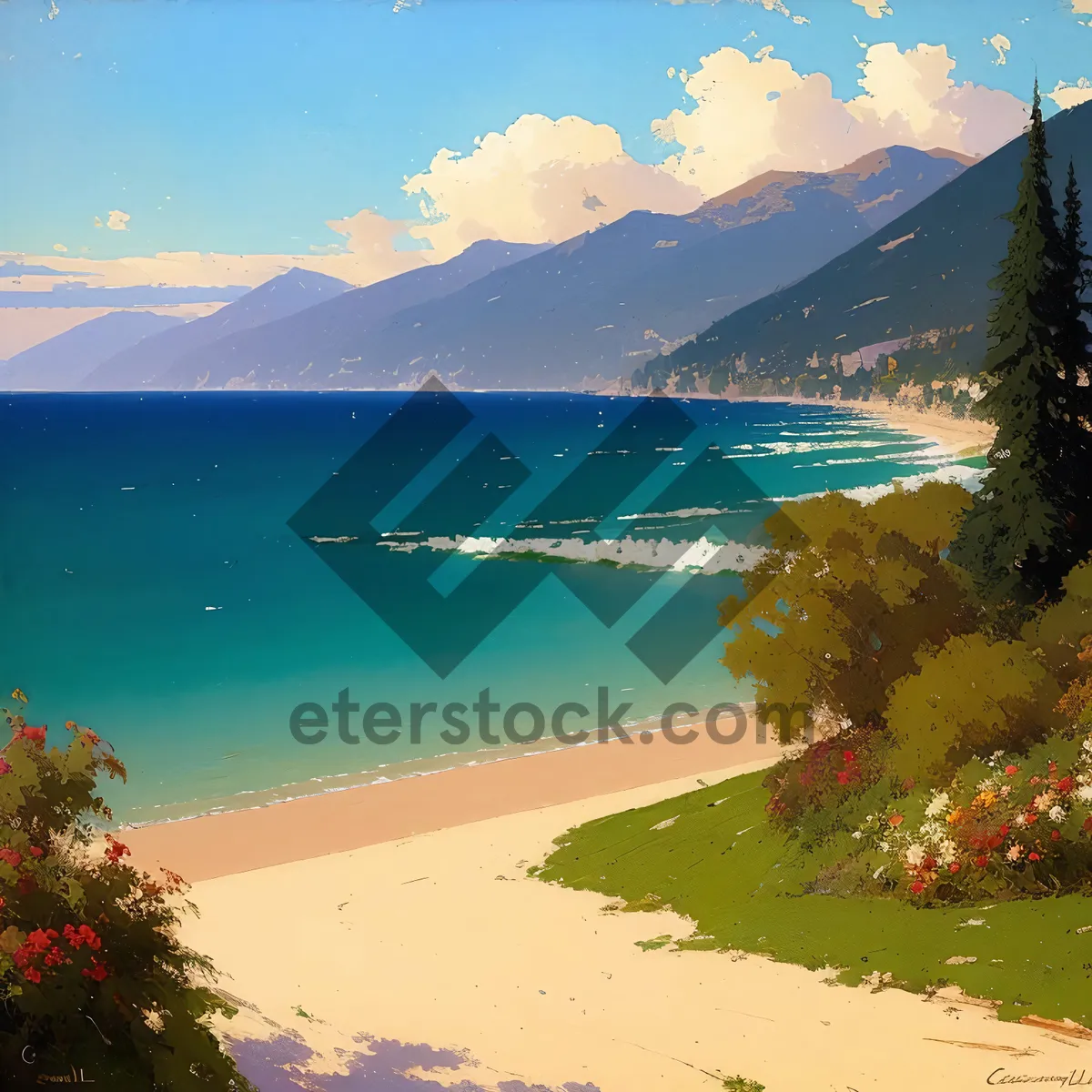 Picture of Serenity by the Shore: Idyllic Beachscape with Pristine Water