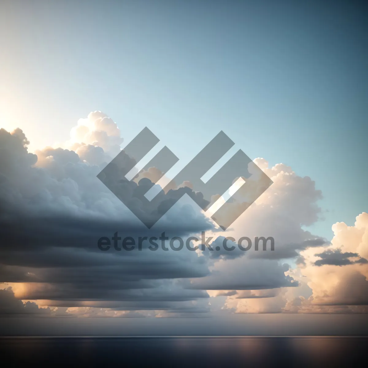 Picture of Vibrant Sky with Fluffy Clouds and Sunshine