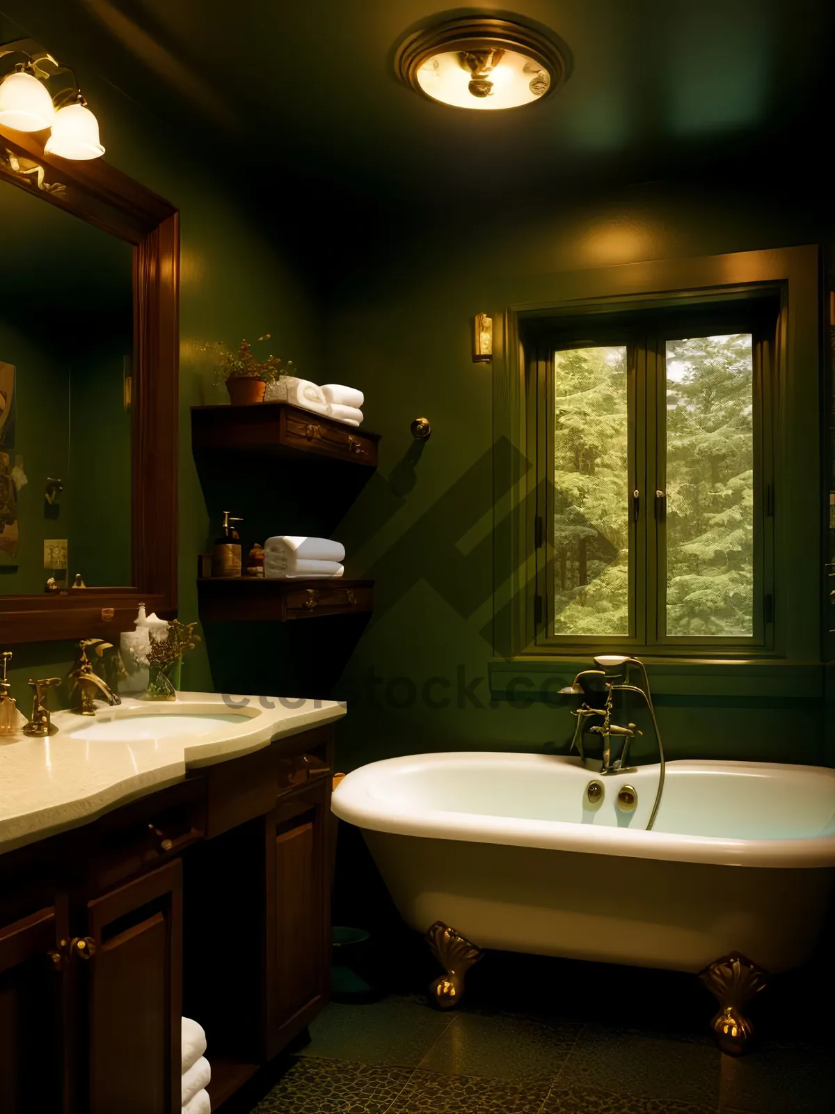 Picture of Modern luxury bathroom with stylish sink and clean tiles.