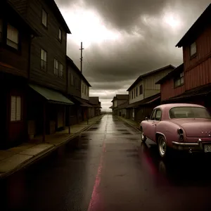 Urban Nightscape with Skyline and Limousine