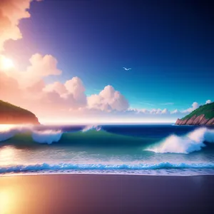 Blissful Sunset Over Serene Ocean