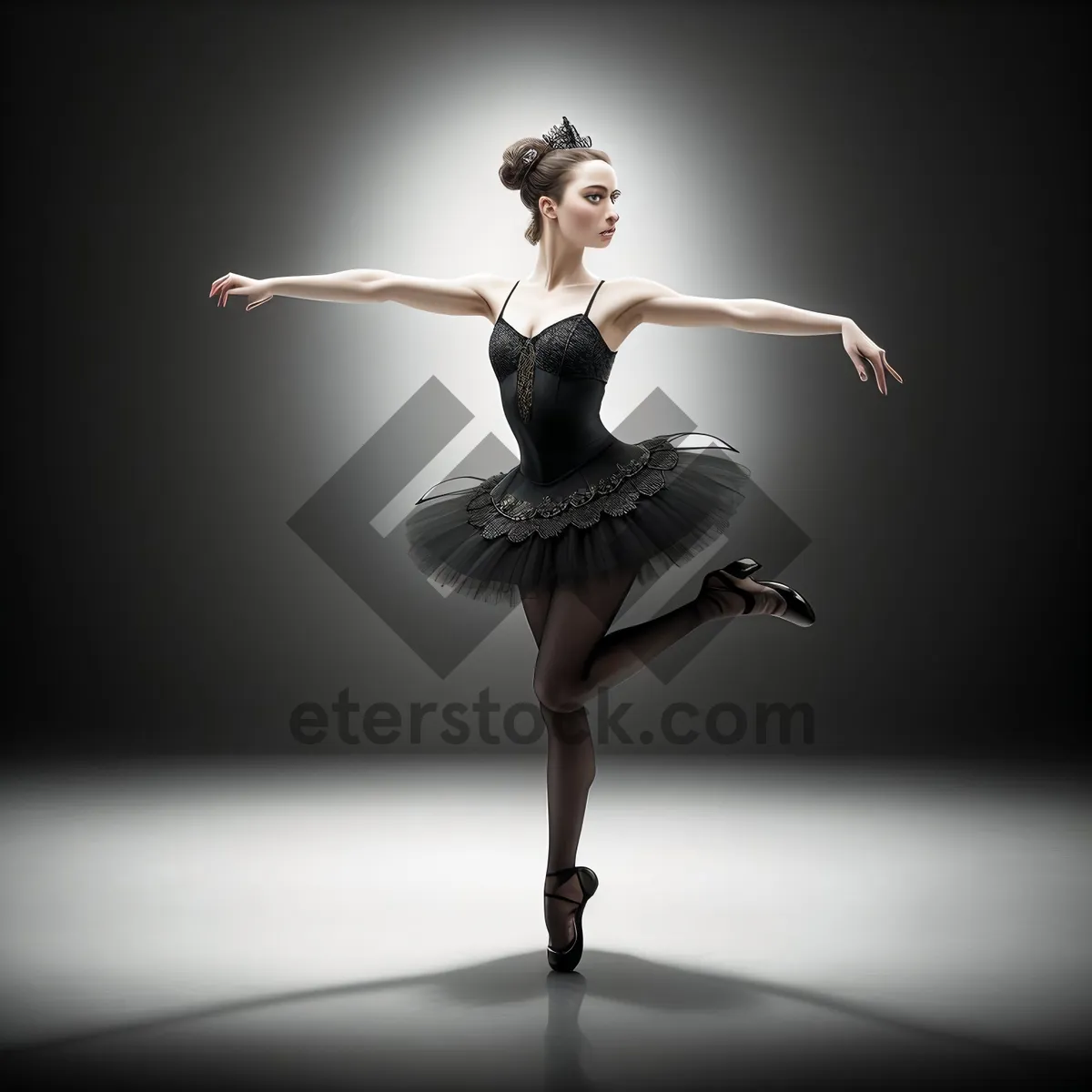 Picture of Graceful ballet dancer performing energetic jump