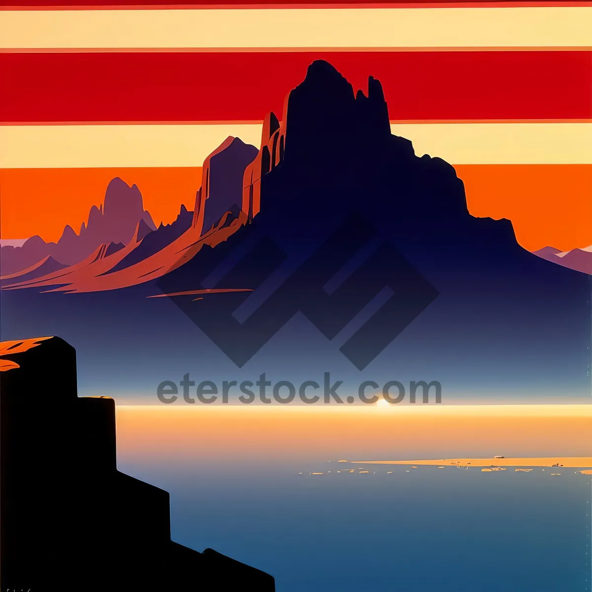 Picture of Nation's Flag in Silhouette: Geographical Atlas Outline