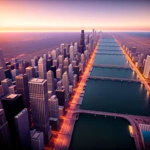 City Lights: Illuminating Urban Skyline at Sunset