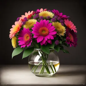 Colorful Summer Bouquet with Pink Daisy Flowers